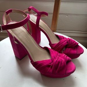 Loeffler Randall pink suede Arabella heels